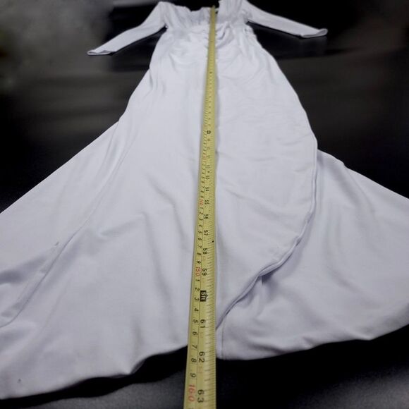 NOOKIE Farrah Long Sleeve Ruched Padded Shoulder Gown Womens Small in White - Picture 3 of 9